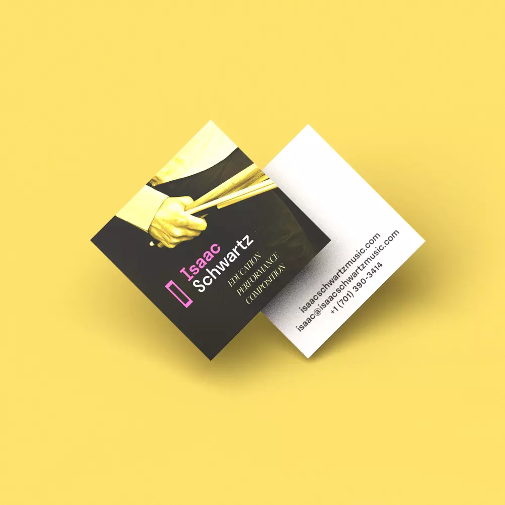 business card design on yellow bg